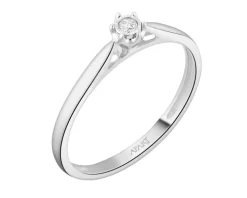 Pierścionek z białego złota z brylantem - 0,03 ct - próba 750