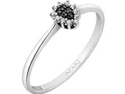 Pierścionek z białego złota z diamentami - 0,04 ct - próba 375