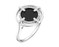 Pierścionek z białego złota z brylantem - 0,12 ct - próba 585