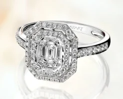 Pierścionek z białego złota z diamentami - 0,66 ct - próba 750