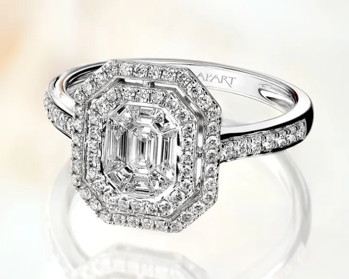 Pierścionek z białego złota z diamentami - 0,66 ct - próba 750