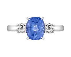 Pierścionek z białego złota z brylantami i tanzanitem - próba 585