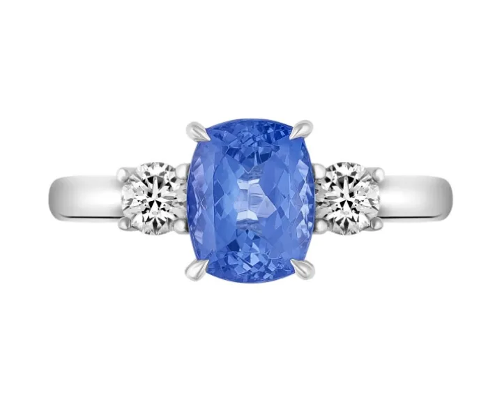 Pierścionek z białego złota z brylantami i tanzanitem - próba 585