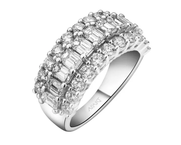 Pierścionek z białego złota z diamentami - 2,55 ct - próba 750