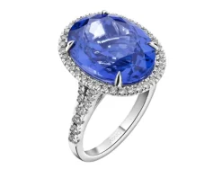 Pierścionek z białego złota z brylantami i tanzanitem - próba 750