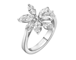 Pierścionek z białego złota z diamentami - kwiat - 1,93 ct - próba 750