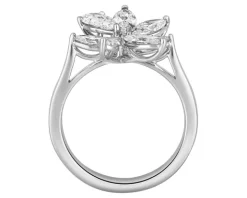 Pierścionek z białego złota z diamentami - kwiat - 1,93 ct - próba 750