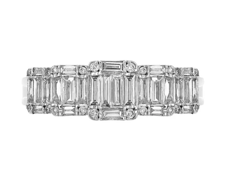 Pierścionek z białego złota z diamentami - 0,72 ct - próba 585