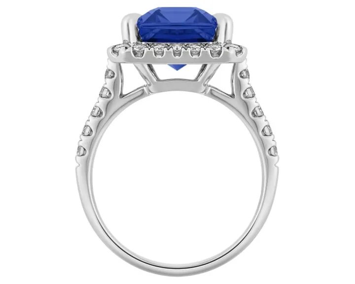 Pierścionek z białego złota z brylantami i tanzanitem - próba 750