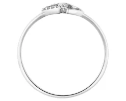 Pierścionek z białego złota z diamentami – serca - 0,02 ct - próba 585