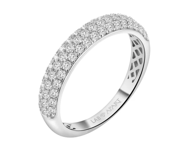 Pierścionek z białego złota z brylantami laboratoryjnymi - 0,65 ct - próba 585