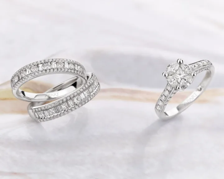 Pierścionek z białego złota z diamentami - 0,72 ct - próba 585