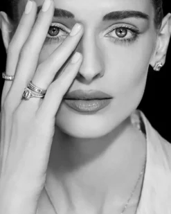 Pierścionek z białego złota z diamentami - 0,72 ct - próba 585