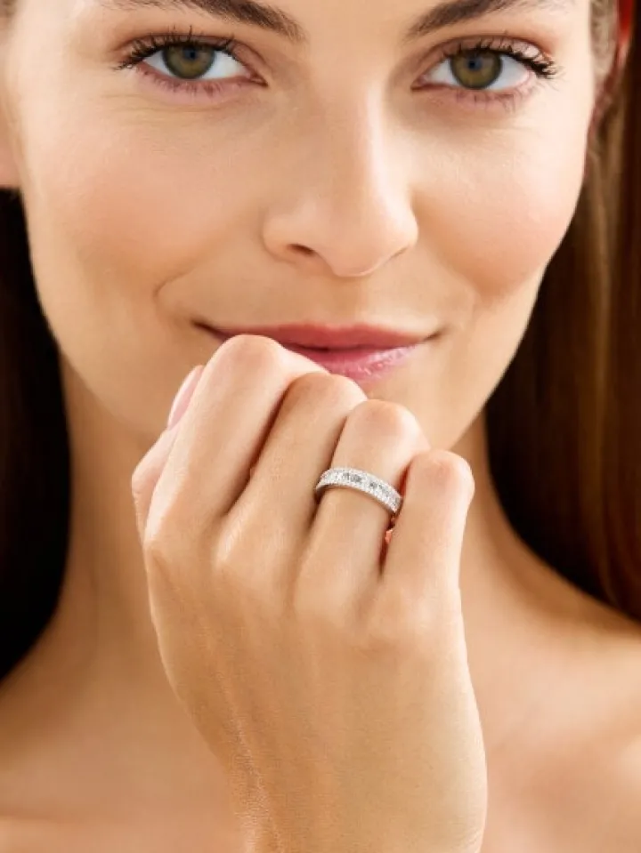 Pierścionek z białego złota z diamentami - 0,72 ct - próba 585