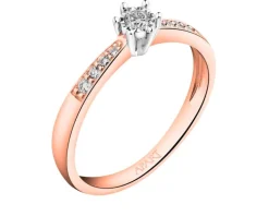 Pierścionek z różowego i białego złota z brylantami - 0,13 ct - próba 585