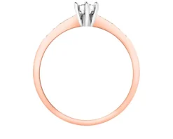 Pierścionek z różowego i białego złota z brylantami - 0,13 ct - próba 585