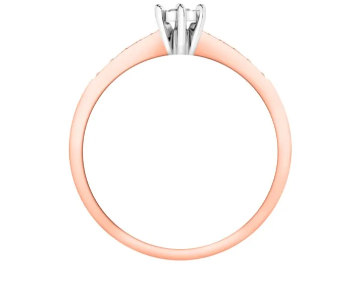 Pierścionek z różowego i białego złota z brylantami - 0,13 ct - próba 585