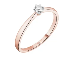 Pierścionek z różowego i białego złota z brylantem - 0,10 ct - próba 585