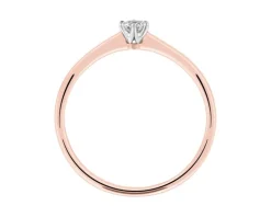Pierścionek z różowego i białego złota z brylantem - 0,10 ct - próba 585