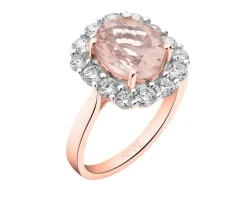 Pierścionek z różowego złota z brylantami i morganitem - próba 585