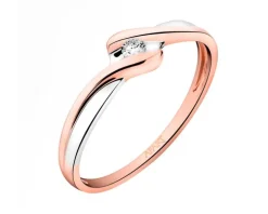 Pierścionek z różowego złota z brylantem - 0,04 ct - próba 375