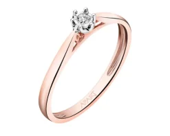 Pierścionek z różowego złota z brylantem - 0,03 ct - próba 375