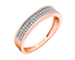 Pierścionek z różowego złota z diamentami - 0,15 ct - próba 585