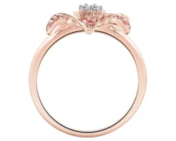 Pierścionek z różowego złota z brylantami i turmalinami - kwiat - próba 585