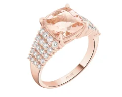 Pierścionek z różowego złota z brylantami i morganitem - próba 750