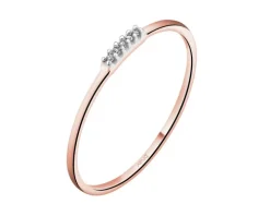 Pierścionek z różowego złota z diamentami - 0,01 ct - próba 375