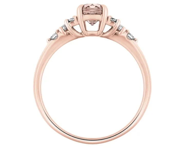 Pierścionek z różowego złota z brylantami i morganitem - próba 585