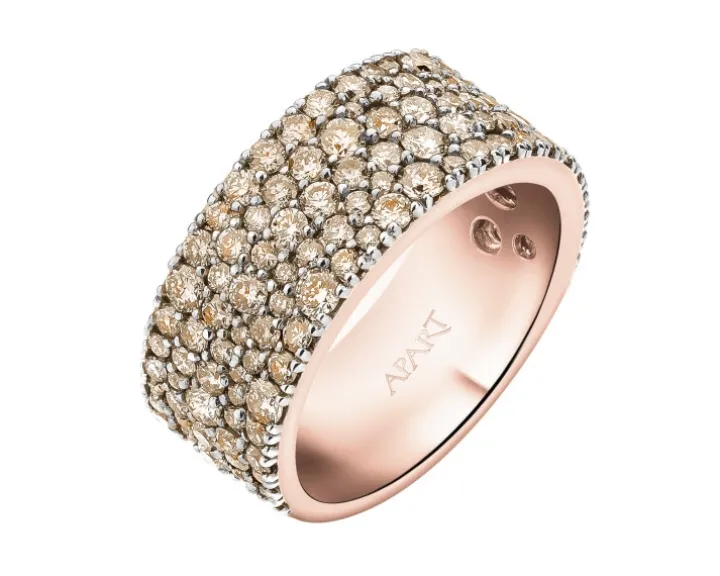 Pierścionek z różowego złota z brylantami Champagne - 1,86 ct - próba 750