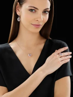 Pierścionek z różowego złota z brylantami i ametystem - próba 585