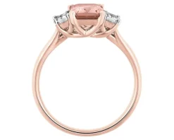 Pierścionek z różowego złota z diamentami i morganitem - próba 585