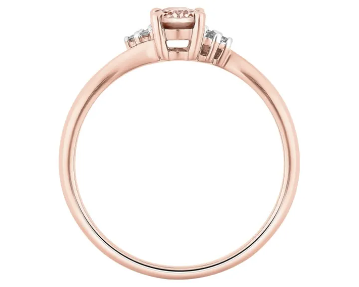 Pierścionek z różowego złota z brylantami i morganitem - próba 585