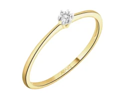 Pierścionek z żółtego i białego złota z brylantem - 0,01 ct - próba 375