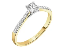 Pierścionek z żółtego i białego złota z diamentami - 0,36 ct - próba 585