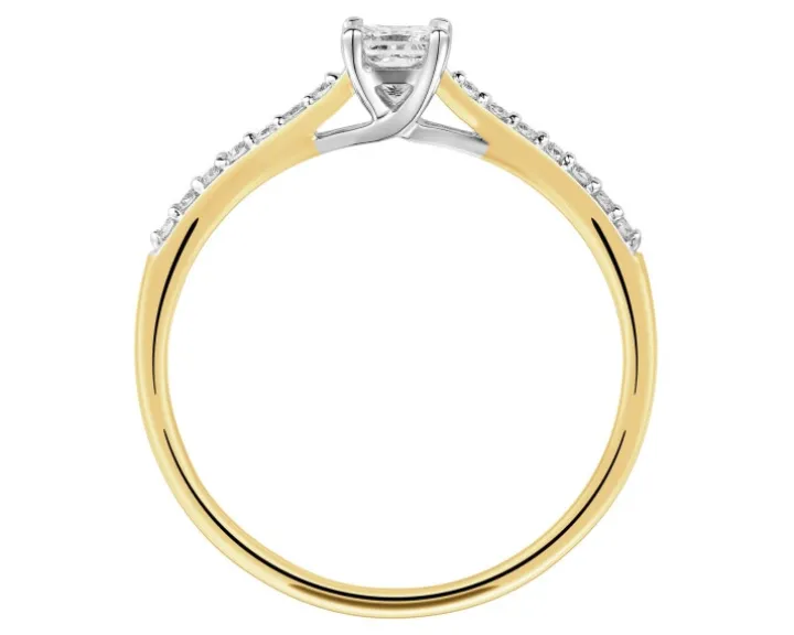 Pierścionek z żółtego i białego złota z diamentami - 0,36 ct - próba 585