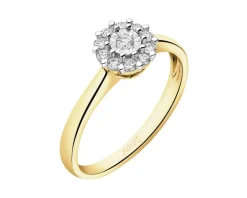 Pierścionek z żółtego i białego złota z brylantami - 0,20 ct - próba 585