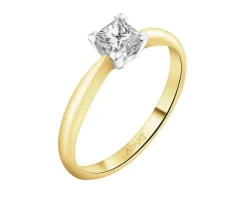 Pierścionek z żółtego i białego złota z diamentem - 0,50 ct - próba 585