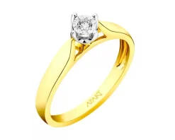 Pierścionek z żółtego i białego złota z brylantem - 0,03 ct - próba 585