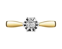 Pierścionek z żółtego i białego złota z brylantem - 0,15 ct - próba 585
