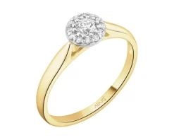 Pierścionek z żółtego i białego złota z diamentami - 0,25 ct - próba 585