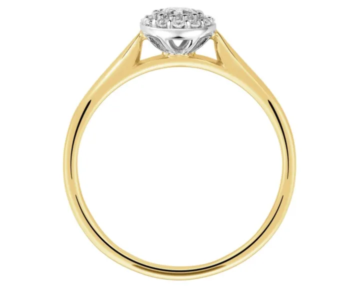 Pierścionek z żółtego i białego złota z diamentami - 0,25 ct - próba 585