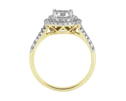 Pierścionek z żółtego i białego złota z brylantami - 0,65 ct - próba 585