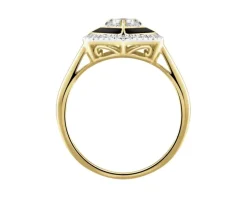 Pierścionek z żółtego i białego złota z diamentami - 0,09 ct - próba 375