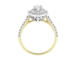 Pierścionek z żółtego i białego złota z diamentami - SI1/H - 1,00 ct - próba 585