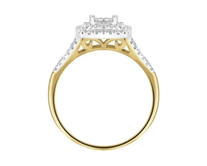 Pierścionek z żółtego i białego złota z diamentami - 0,45 ct - próba 585