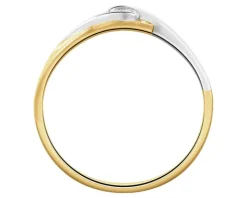 Pierścionek z żółtego i białego złota z brylantem - 0,02 ct - próba 585