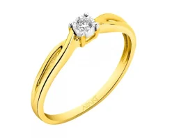 Pierścionek z żółtego i białego złota z brylantem - 0,05 ct - próba 585